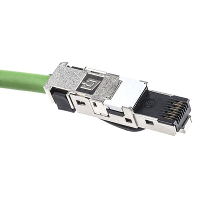 Weidmuller Cat5 M12 to RJ45 Ethernet Cable, Green PUR Sheath, 1m