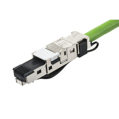 Weidmuller Cat5 M12 to RJ45 Ethernet Cable, Green PUR Sheath, 3m
