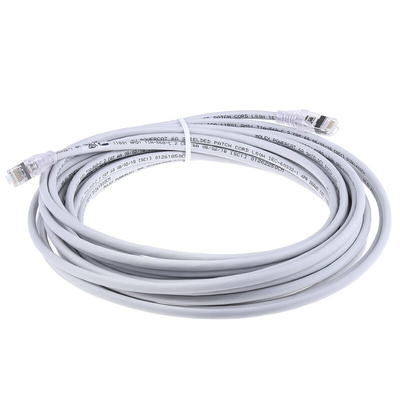 Molex Premise Networks Cat6a Male RJ45 to Male RJ45 Ethernet Cable, STP, Grey LSZH Sheath, 10m