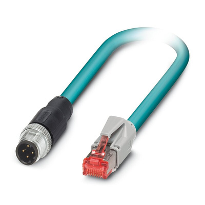 Phoenix Contact Cat5 Straight Male M12 to Straight Male RJ45 Ethernet Cable, Shielded, Blue PUR Sheath, 500mm, IEC