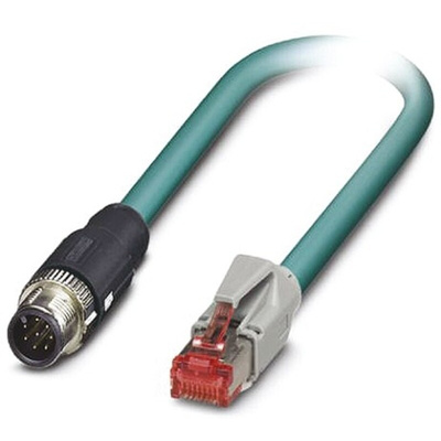 Phoenix Contact Cat5 Straight Male M12 to Straight Male RJ45 Ethernet Cable, Blue PUR Sheath, 500mm