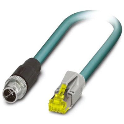 Phoenix Contact Cat6a Straight Male M12 to Straight Male RJ45 Ethernet Cable PUR Sheath, 20m