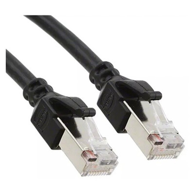 HARTING Cat5e Male RJ45 to Male RJ45 Ethernet Cable, SF/UTP, Black LSZH, PUR Sheath, 10m