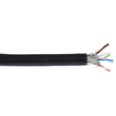 HARTING Cat6a Ethernet Cable, STP, Black PVC Sheath, 50m, Flame Retardant
