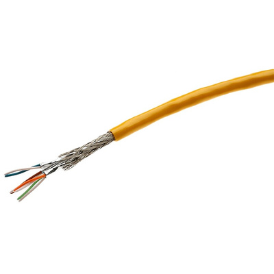 HARTING Cat7 Ethernet Cable, SF/FTP, Yellow Polyurethane Sheath, 100m, Flame Retardant, Halogen Free