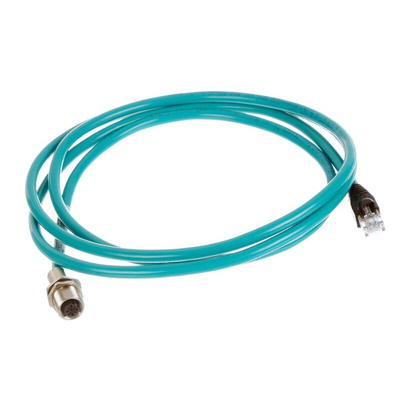 Brad from Molex Straight Female M12 to Male RJ45 Ethernet Cable, Black PVC Sheath, 1m