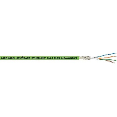 Lapp Cat7 Ethernet Cable, S/FTP, Green Polyurethane Sheath, 100m, Flame Retardant, Halogen Free