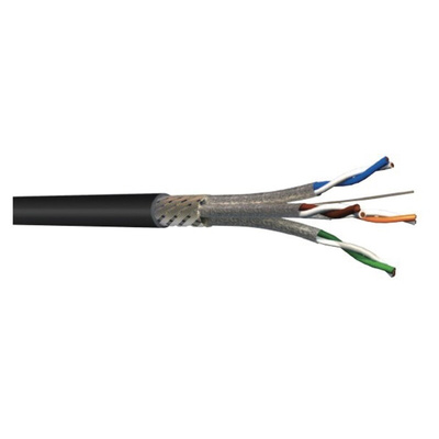 S2Ceb-Groupe Cae Cat6a Ethernet Cable, S/FTP, Black PUR Sheath, 100m, IEC 60332-1