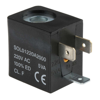 RS PRO 220V ac 5VA Replacement Solenoid Coil, Compatible With 01V Series Valve