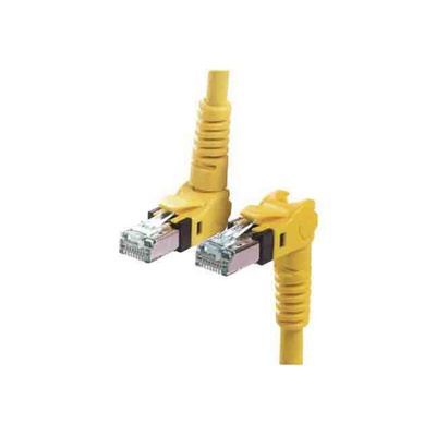 HARTING Cat6a All Directions Male RJ45 to All Directions Male RJ45 Ethernet Cable, S/FTP, Yellow PUR Sheath, 0.5m,