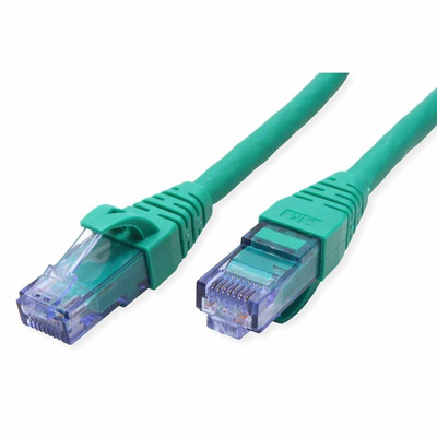 Roline Cat6a Male RJ45 to Male RJ45 Ethernet Cable, U/UTP, Green LSZH Sheath, 300mm, Low Smoke Zero Halogen (LSZH)