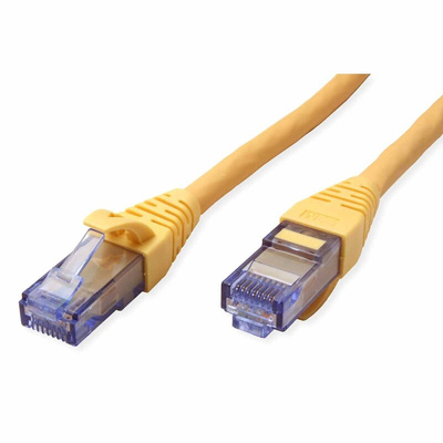 Roline Cat6a Male RJ45 to Male RJ45 Ethernet Cable, U/UTP, Yellow LSZH Sheath, 15m, Low Smoke Zero Halogen (LSZH)