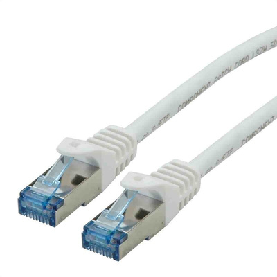 Roline Cat6a Male RJ45 to Male RJ45 Ethernet Cable, S/FTP, White LSZH Sheath, 20m, Low Smoke Zero Halogen (LSZH)