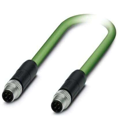 Phoenix Contact Cat5 Straight Male M8 to Straight Male M8 Ethernet Cable, Green PUR Sheath, 10m