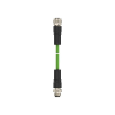 TE Connectivity Cat5e M12 to M12 Ethernet Cable, Green PVC Sheath, 2m