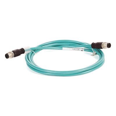 Rockwell Automation Cat5e Straight M12 to Straight M12 Ethernet Cable, Foil and Braid, Green, 2m