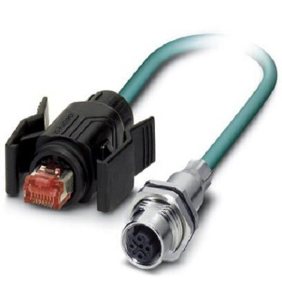 Phoenix Contact Cat5e Straight Male M12 to Straight Male RJ45 Ethernet Cable, Shielded, Blue, 2m