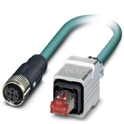 Phoenix Contact Cat5 Straight Female M12 to Straight Male RJ45 Ethernet Cable, Shielded, Blue, 10m
