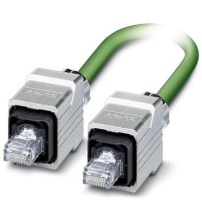 Phoenix Contact Cat5e Straight Male RJ45 to Straight Male RJ45 Ethernet Cable, Shielded, Green, 1m