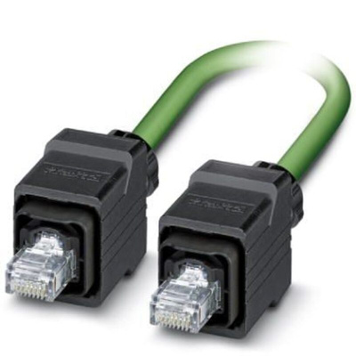 Phoenix Contact Cat5e Straight Male RJ45 to Straight Male RJ45 Ethernet Cable, Shielded, Green, 1m