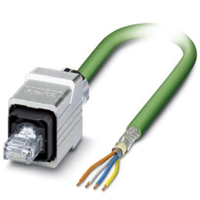 Phoenix Contact Cat5e Straight Male RJ45 to Unterminated Ethernet Cable, Shielded, Green, 5m