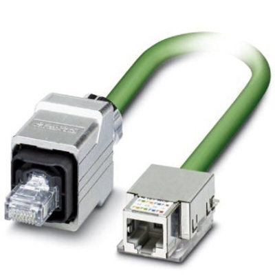 Phoenix Contact Cat5e Straight Male RJ45 to Straight Female RJ45 Ethernet Cable, Shielded, Green, 2m