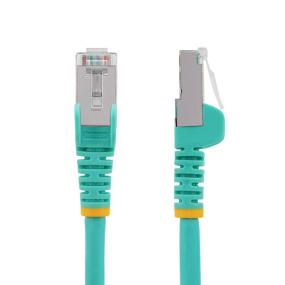 StarTech.com Cat6a Straight Male RJ45 to Straight Male RJ45 Ethernet Cable, Braid, Light Blue LSZH Sheath, 2m, Low