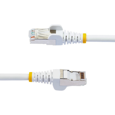 StarTech.com Cat6a Straight Male RJ45 to Straight Male RJ45 Ethernet Cable, Braid, White LSZH Sheath, 7.5m, Low Smoke