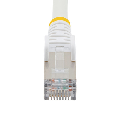 StarTech.com Cat6a Straight Male RJ45 to Straight Male RJ45 Ethernet Cable, Braid, White LSZH Sheath, 7.5m, Low Smoke