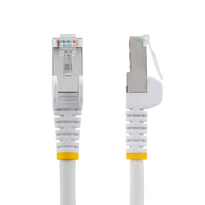 StarTech.com Cat6a Straight Male RJ45 to Straight Male RJ45 Ethernet Cable, Braid, White LSZH Sheath, 7m, Low Smoke