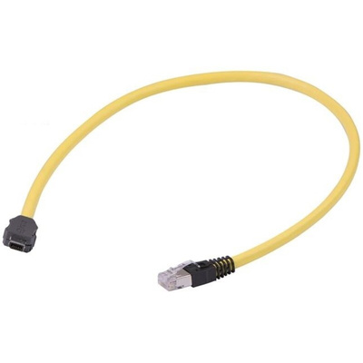 HARTING Cat6a Straight Male Type A Chinese Plug to Straight Male RJ45 Ethernet Cable, None, Yellow PVC Sheath, 3m