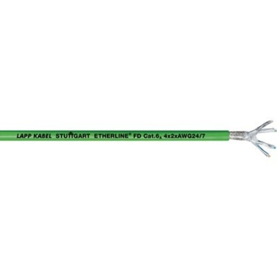 Lapp Cat6a Ethernet Cable, Tinned Copper Braid, Green, 100m