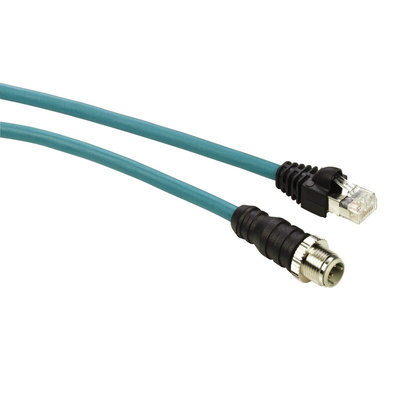 Schneider Electric Straight Male M12 to Straight Male RJ45 Ethernet Cable, Blue, 3m