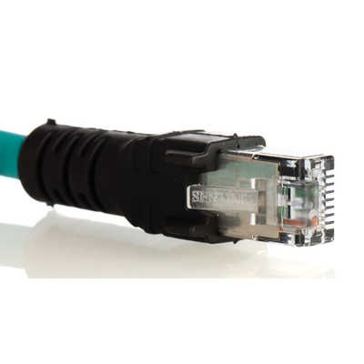 Turck Cat5e Straight Male M12 to Straight Male RJ45 Ethernet Cable, Teal TPE Sheath, 3m