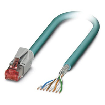 Phoenix Contact Cat6 Straight Male RJ45 to Unterminated Ethernet Cable, Blue Polyurethane Sheath, 5m
