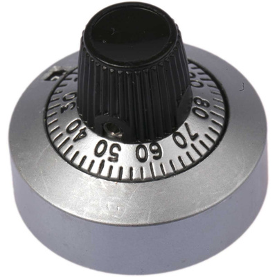 Vishay 25.4mm Chrome Potentiometer Knob for 6.35mm Shaft Splined, 11A41B010