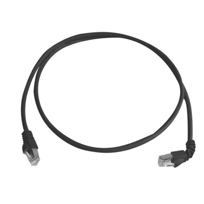 Telegartner Cat6a Right Angle Male RJ45 to Male RJ45 Ethernet Cable, S/FTP, Black LSZH Sheath, 1m