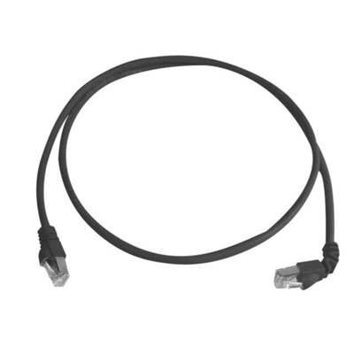 Telegartner Cat6a Right Angle Male RJ45 to Male RJ45 Ethernet Cable, S/FTP, Black LSZH Sheath, 2m