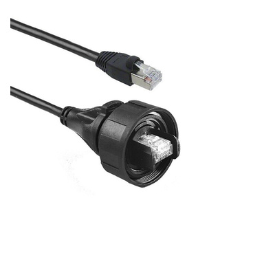 Bulgin Cat6a Male RJ45 to Male RJ45 Ethernet Cable, S/FTP, Black Polyurethane, PVC Sheath, 5m