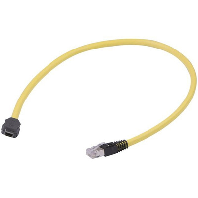 HARTING Cat6a Male ix Industrial to Male RJ45 Ethernet Cable, Yellow PVC Sheath, 2m