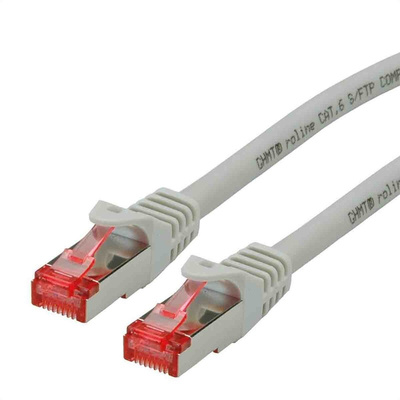 Roline Cat6 Male RJ45 to Male RJ45 Ethernet Cable, S/FTP, Grey LSZH Sheath, 1m, Low Smoke Zero Halogen (LSZH)