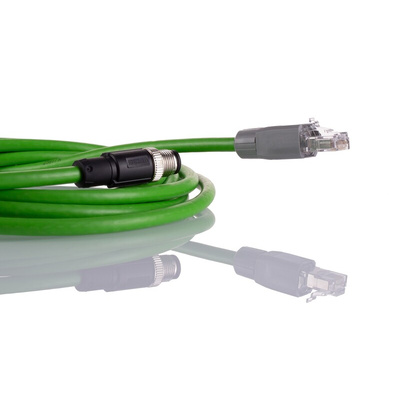 Phoenix Contact Cat5 Straight Male M12 to Straight Male RJ45 Ethernet Cable, Green PVC Sheath, 3m