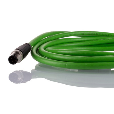 Phoenix Contact Cat5 Straight Male M12 to Straight Male RJ45 Ethernet Cable, Green PVC Sheath, 3m