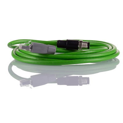 Phoenix Contact Cat5 Straight Male M12 to Straight Male RJ45 Ethernet Cable, Green PVC Sheath, 3m