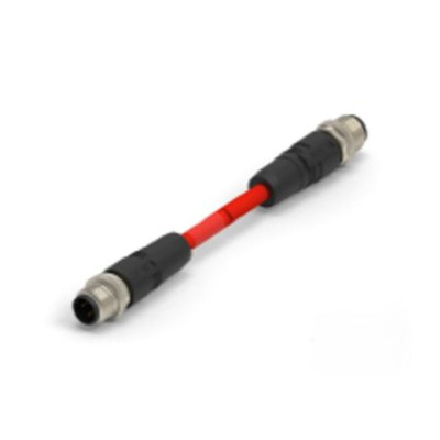 TE Connectivity Cat5e Straight Male M12 to Straight Male M12 Ethernet Cable, 1m