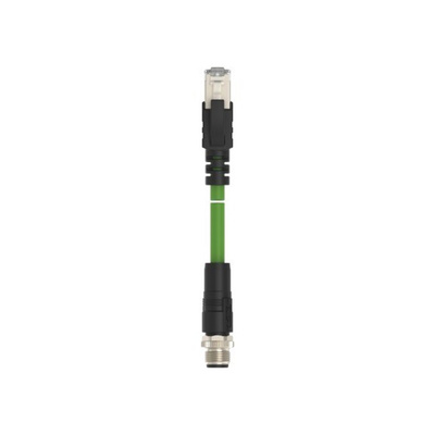 TE Connectivity Cat5e Straight Male M12 to Male RJ45 Ethernet Cable, Green PVC Sheath, 2m
