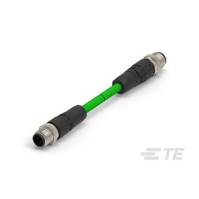 TE Connectivity Cat5e Straight Female M12 to Male M12 Ethernet Cable, 2m