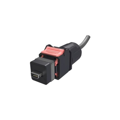Amphenol ICC Cat6a ix Industrial to Unterminated Ethernet Cable, Shielded, Black, 1m