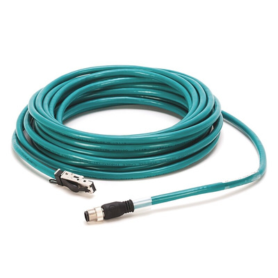 Rockwell Automation Cat5e Straight M12 to Straight RJ45 Ethernet Cable, Foil, Green, 15m