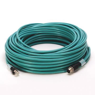 Rockwell Automation Cat5e Straight M12 to Straight RJ45 Ethernet Cable, Foil and Braid, Green, 3m